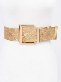 Large Rectangle Metallic Stretch Straw Belt