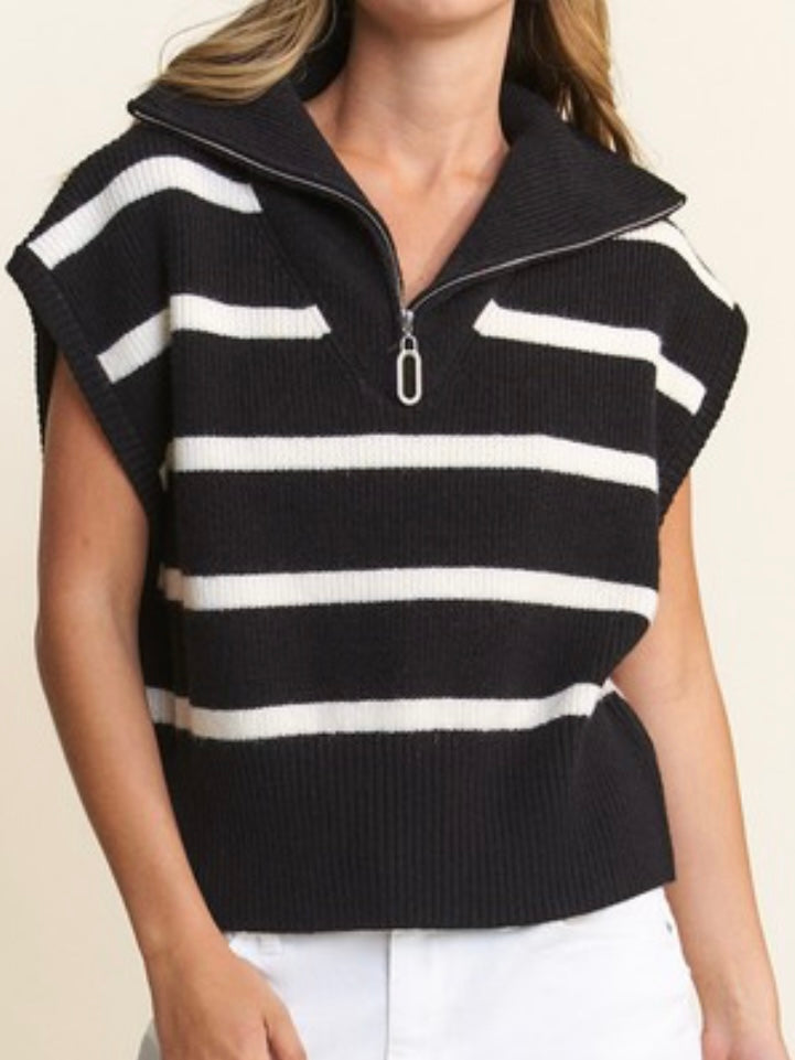 Black Striped Sweater Vest