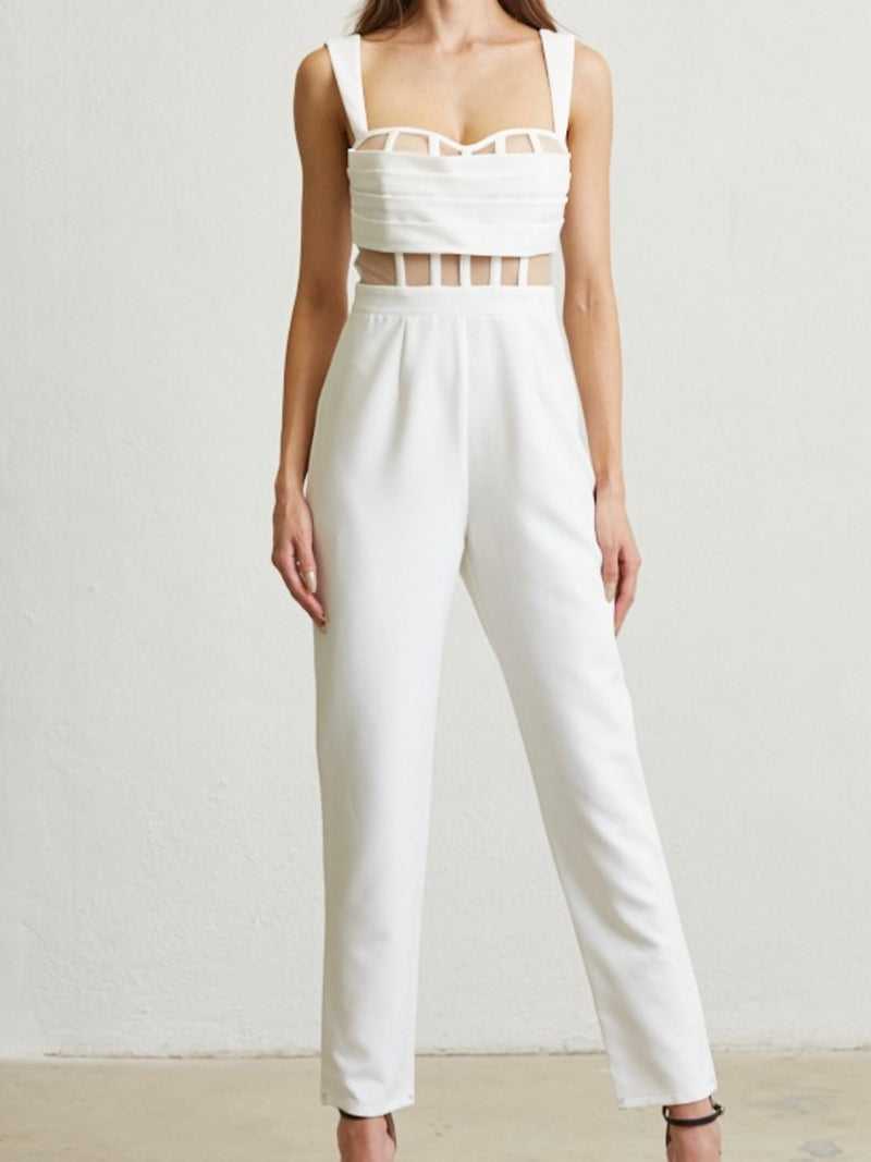 Exquisite White Bustier Jumpsuit