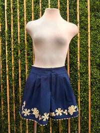 Blue Ivory Embroidered Short Pant
