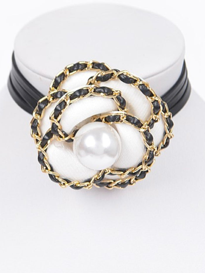 Coco Leatherette Flower Choker