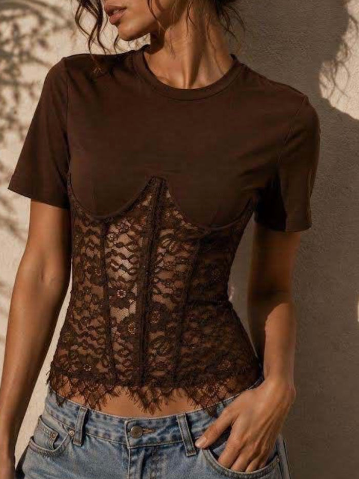 Lace Corset Illusion Tee