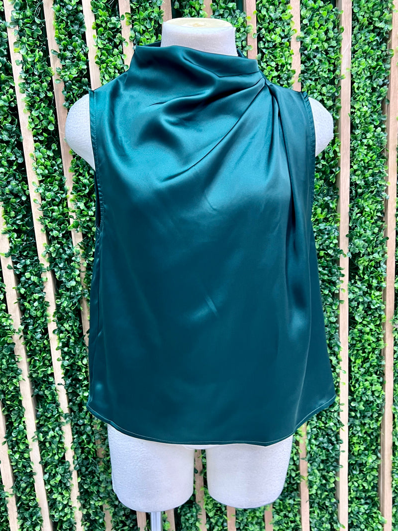 Satin Cowl Neck Sleeveless Blouse
