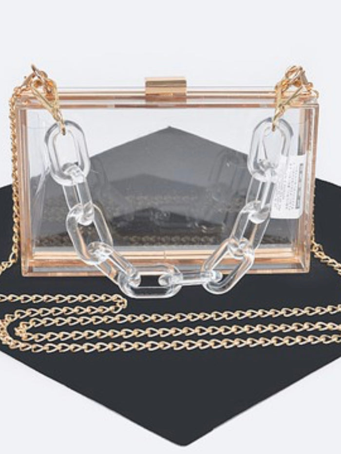 Clear Chain Hard Case Crossbody Clutch