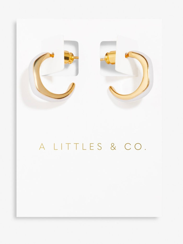 Little Moments Beau White Enamel Hoop Earrings