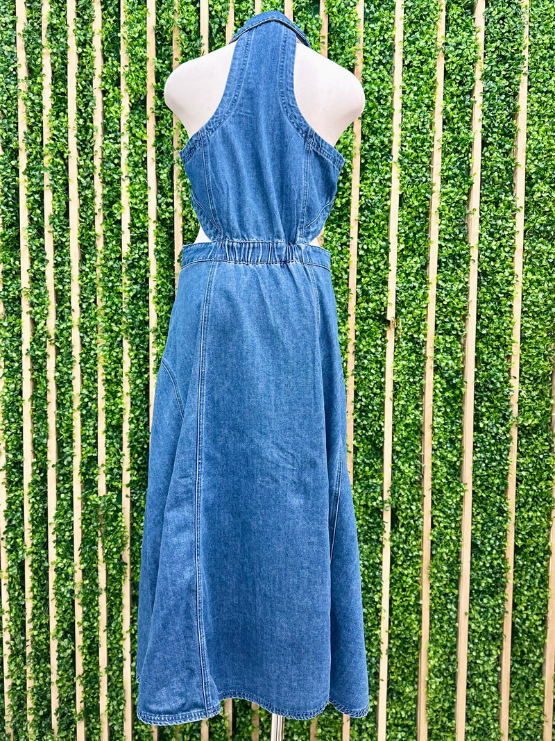 Denim Cutout Midi Dress