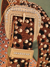Leopard Print Studded Belt