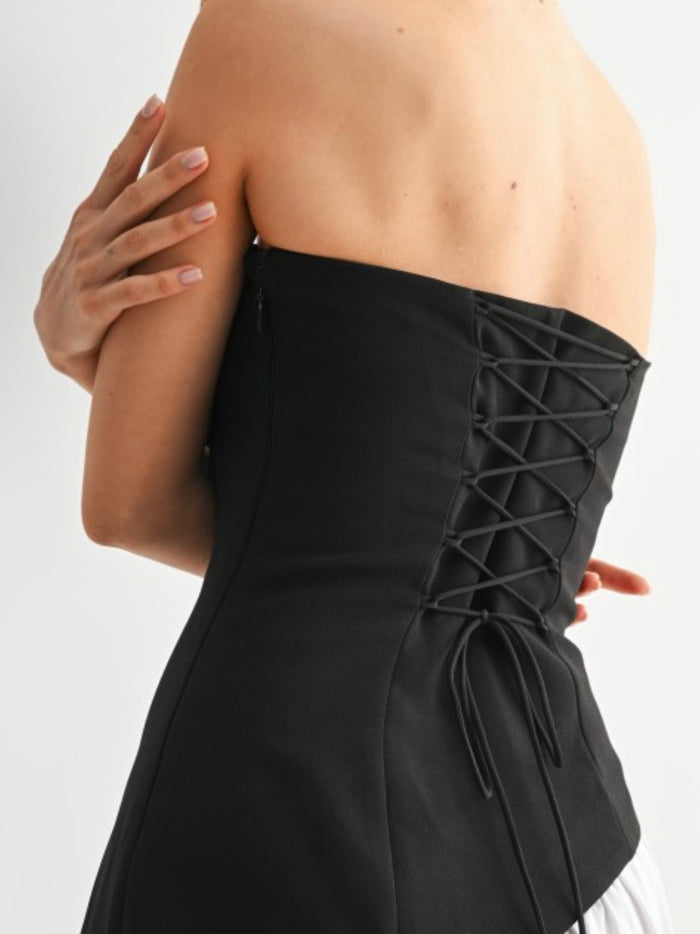 Beautiful Asymmetrical Black White Maxi Dress