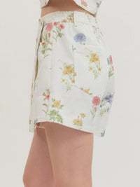 Ivory Floral Wrap Skort