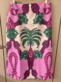 Tropical Purple Print Midi Skirt