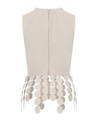 Circle Tassel Trim Sleeveless Top