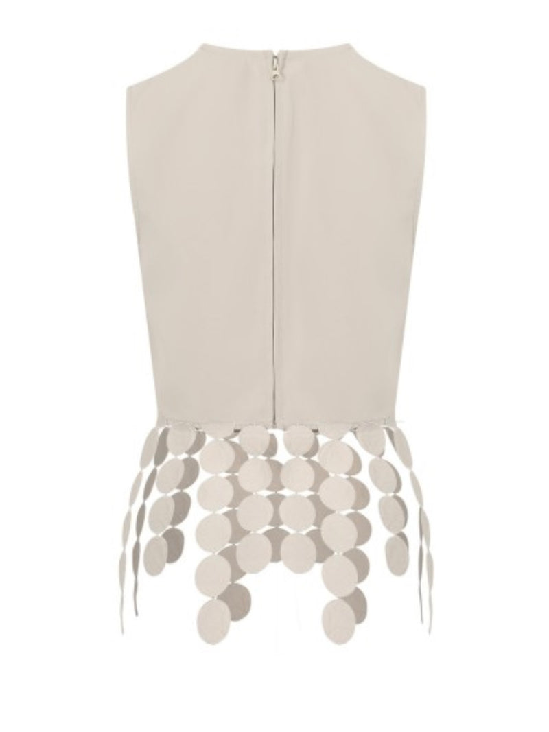 Circle Tassel Trim Sleeveless Top