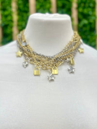Multi Charm Two Tone Necklace