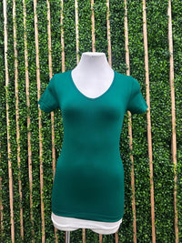V Neck Short Sleeve Long Basic Top