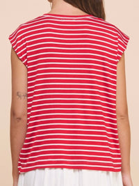 Red Stripe Sleeveless Muscle Sleeve Top