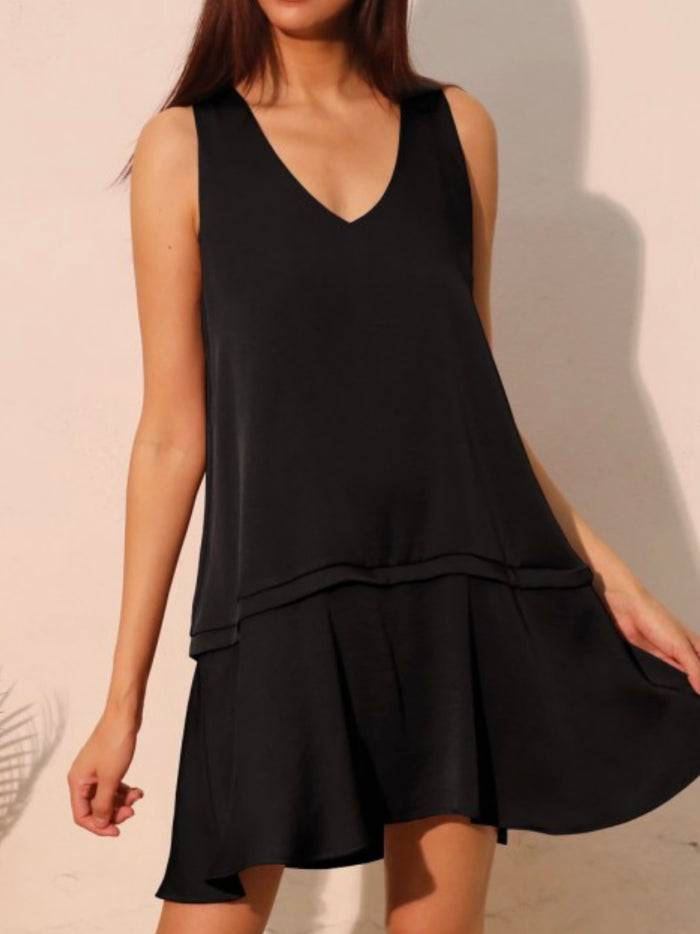 Flared Dropwaist Band Swing Dress