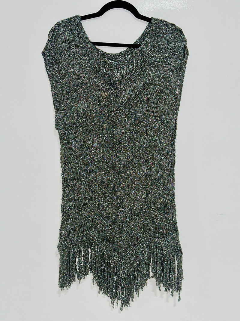 Metallic lurex Fringe Short Dress