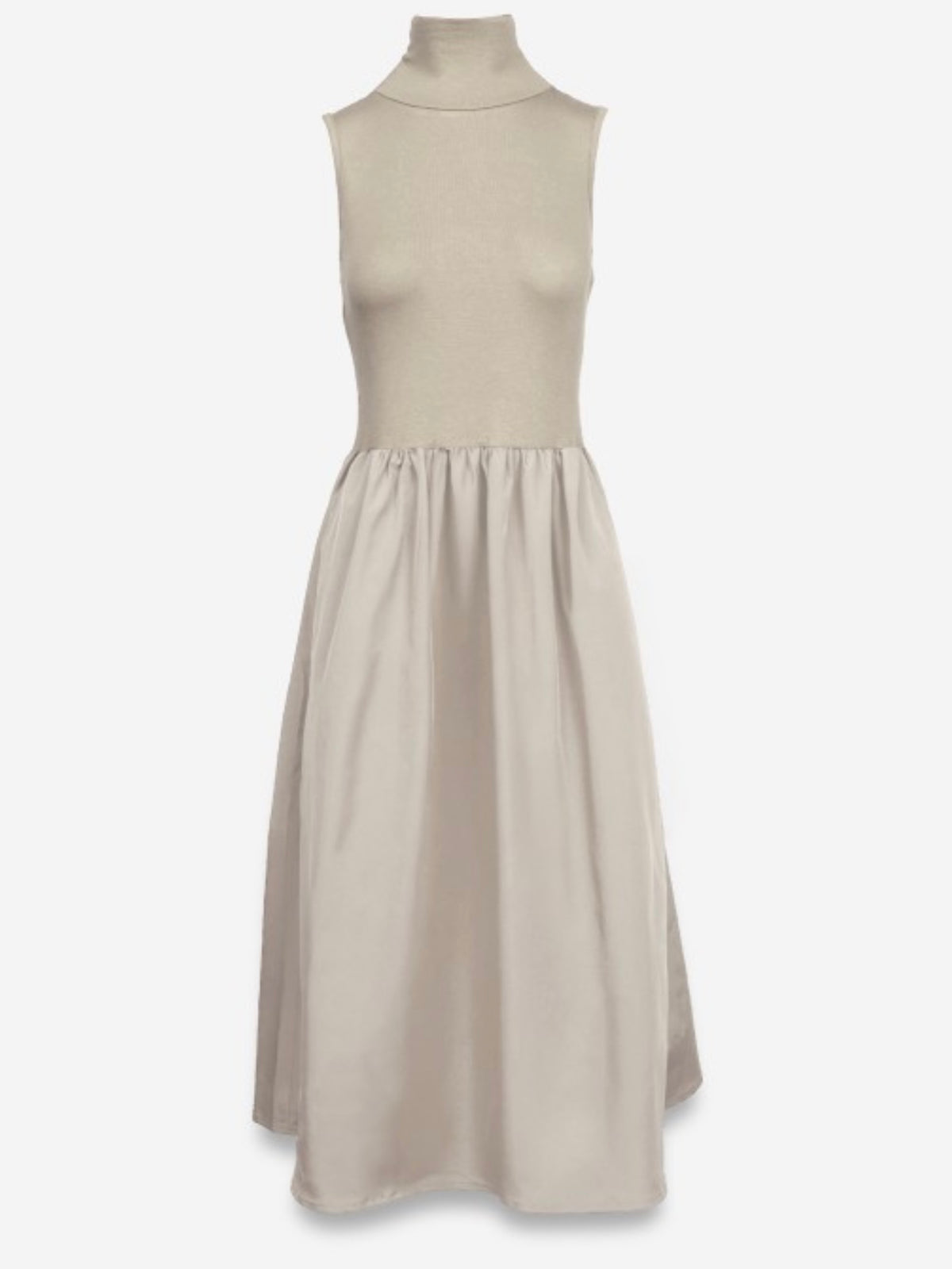 Sleeveless Mock Neck Midi Dress