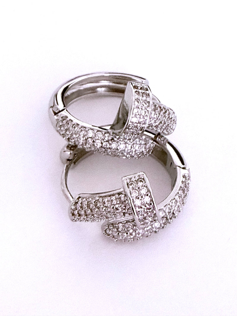 Pave Nail Hoop Earrings