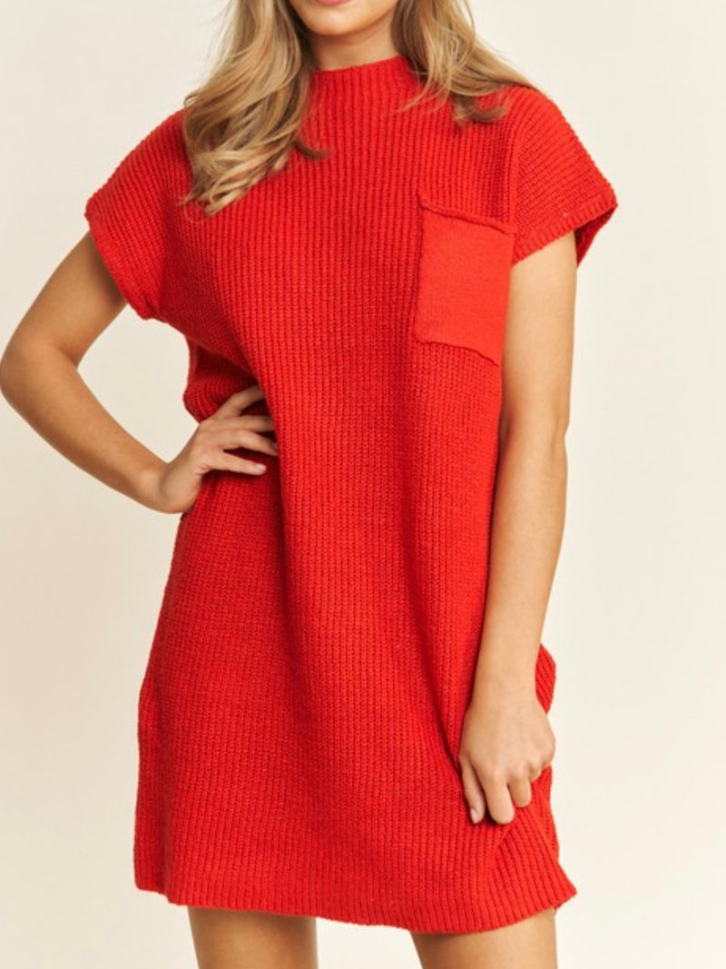 Drop Shoulder Sweater Knit Mini Dress