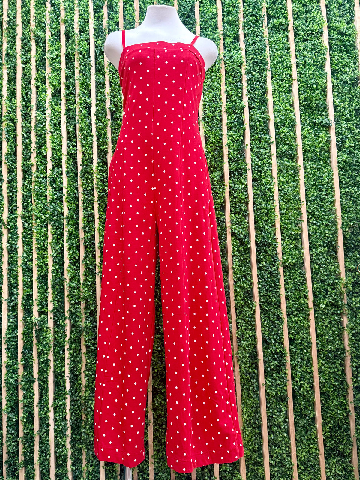 Red Polka Dot Wide Leg Jumpsuit