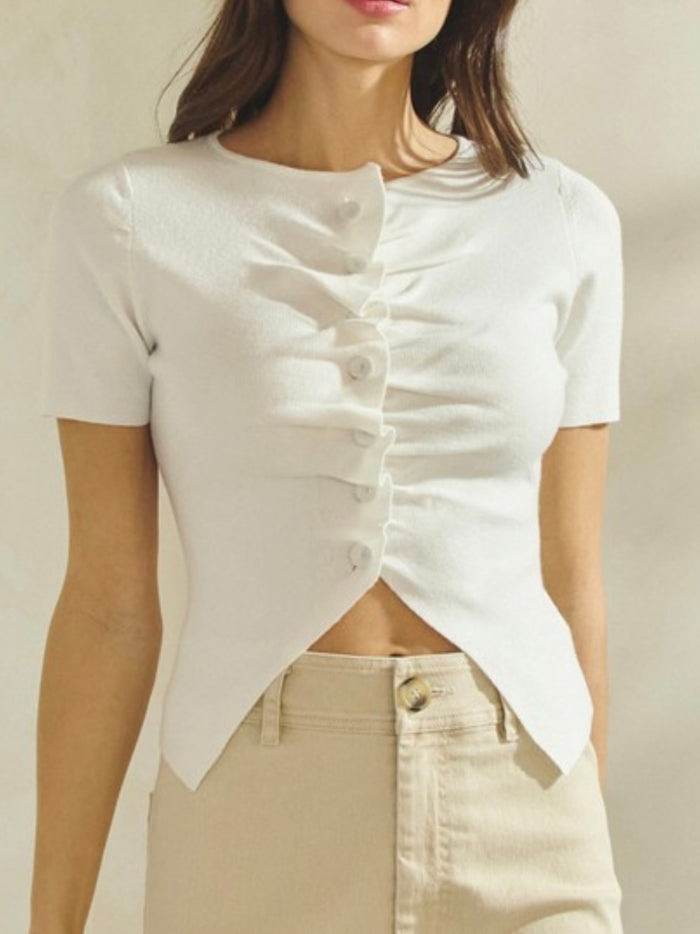 Delicate Middle Pleat Sweater Top