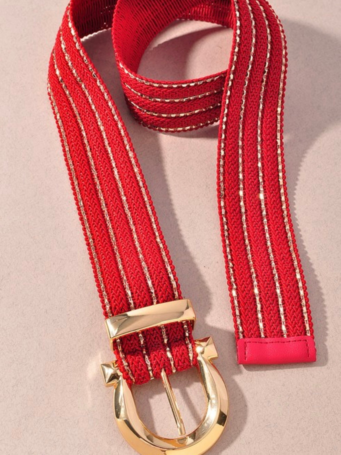 Gold Horseshoe Buckle Elastic Belt