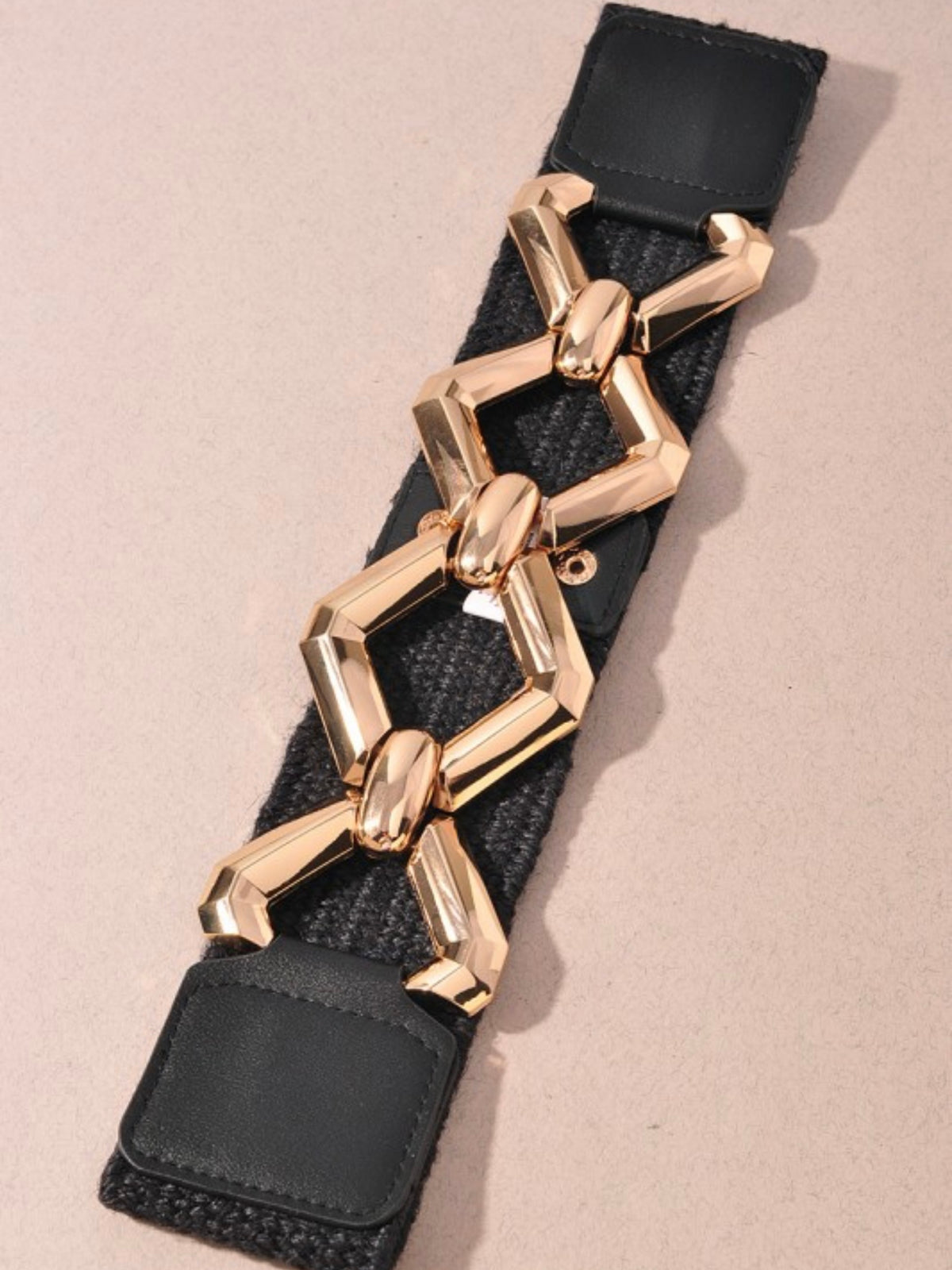 Geometric Diamond Links Straw Elastic Belt