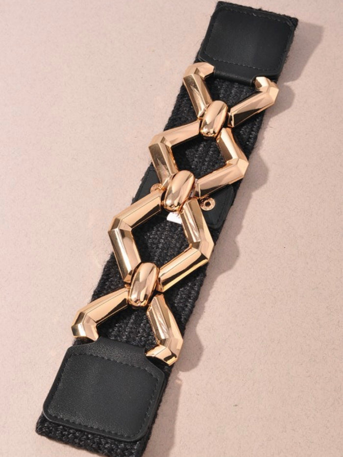Geometric Diamond Links Straw Elastic Belt
