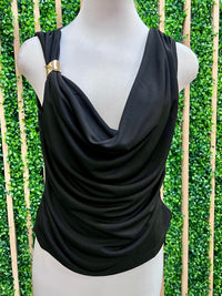 Beautiful Brooch Accent Draped Top
