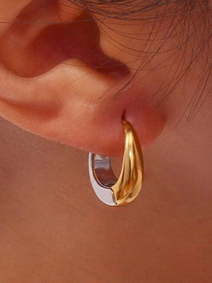 Reversible Gold Silver Pear Buckle Earring