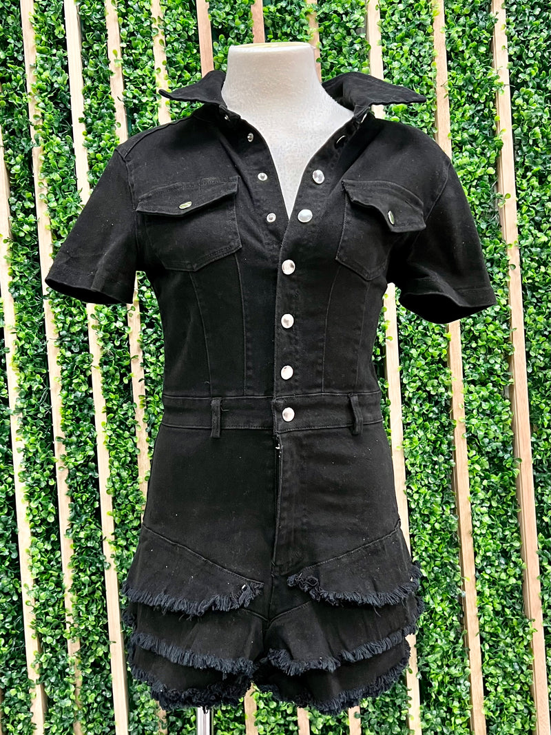 Beautiful Ruffled Denim Romper