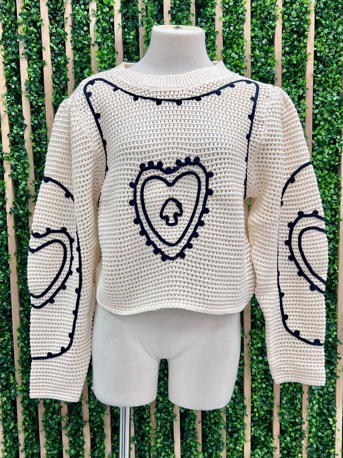 Heart Embroidered Sweater