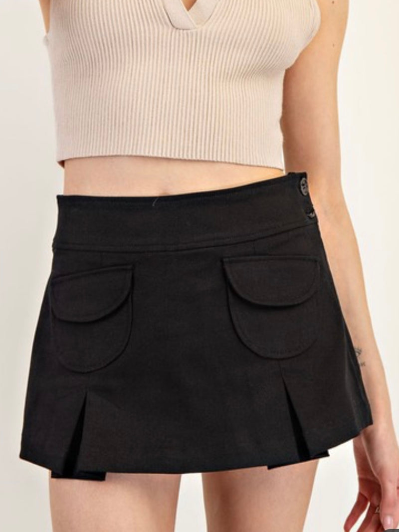 Pleated High Waist Skort