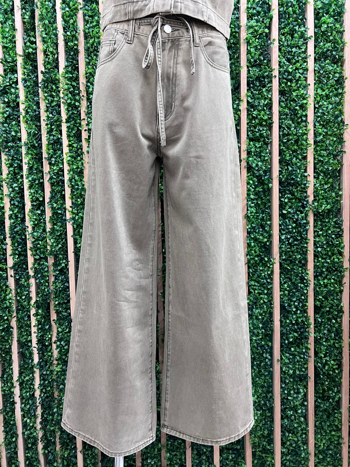 Olive Grove Wide Leg Denim Pant
