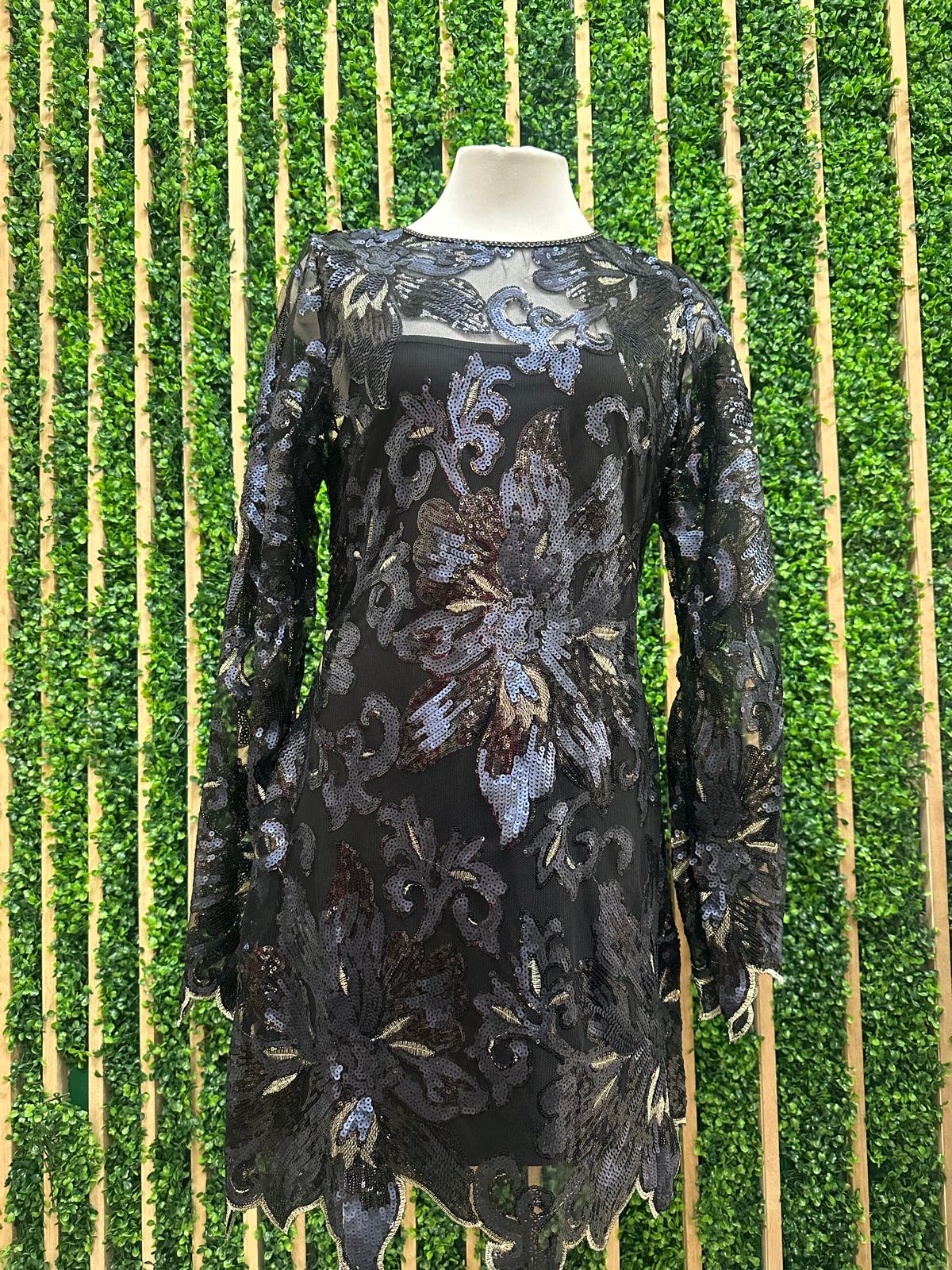 Beautiful Black Navy Sequin Short Dress