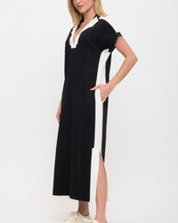 Side Stripe Collared Scuba Modal Midi Dress