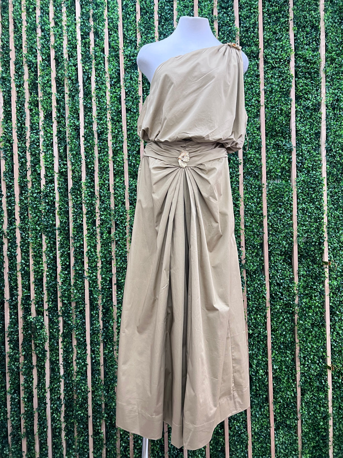 Sand Gold floral Detail Midi Skirt