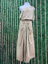 Sand Gold floral Detail Midi Skirt