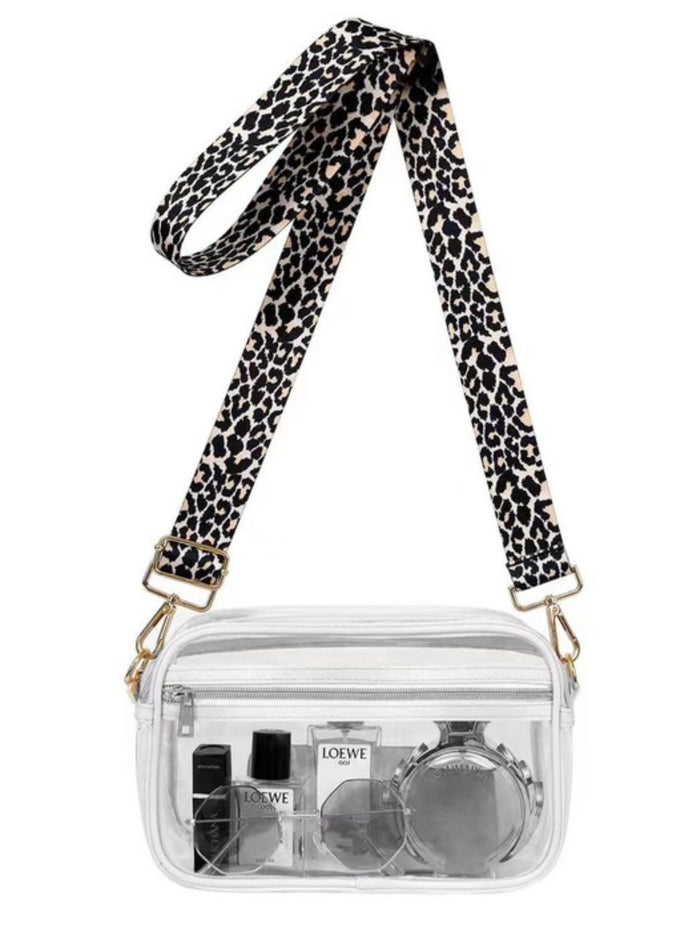 Leopard Strap Clear Stadium Bag