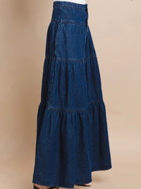 Tiered Maxi Denim Skirt