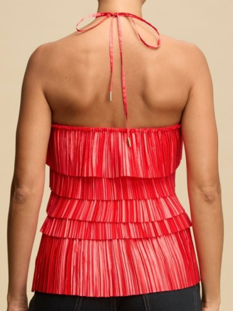 Beautiful Pleated Layers Halter Top