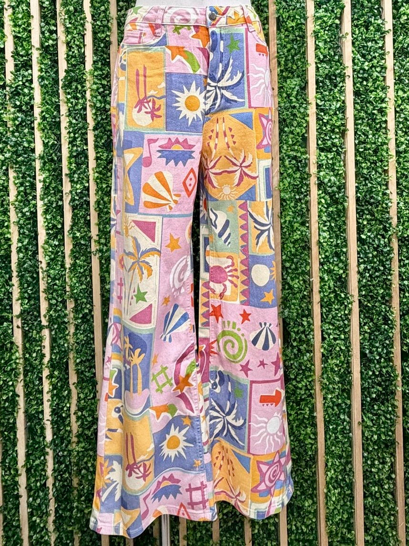 Sunset Postcard Wide-Leg Pants