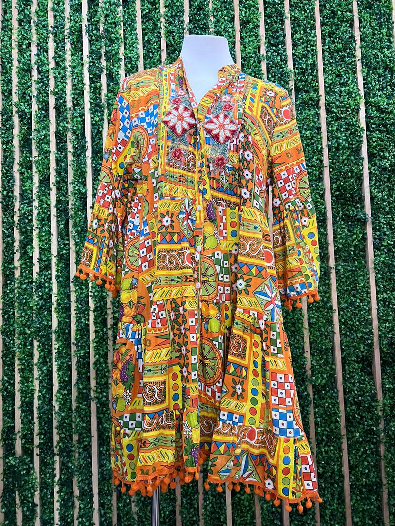 Italy Print Mix Short Dress