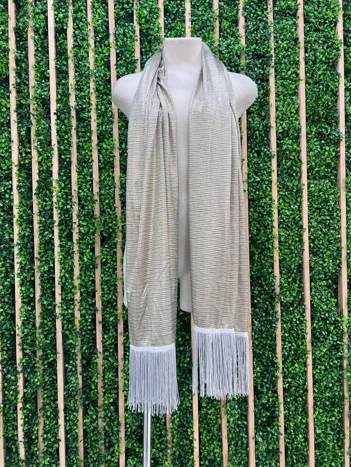 Textured Silver Fringe Scarf