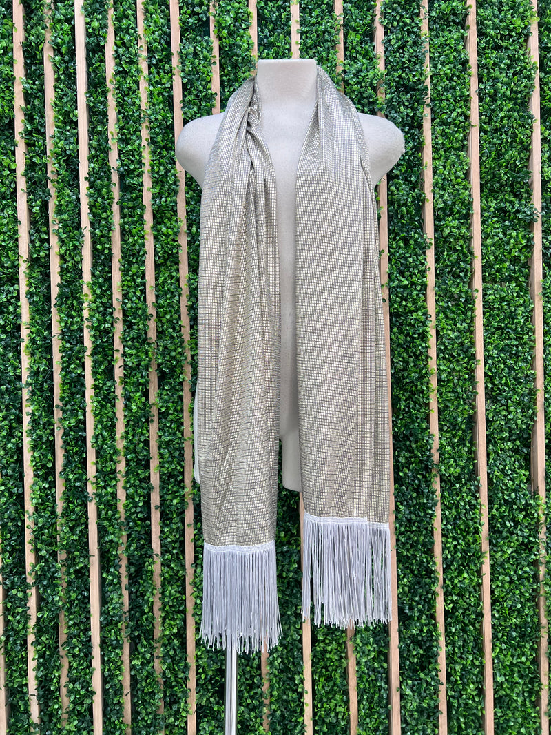 Textured Silver Fringe Scarf