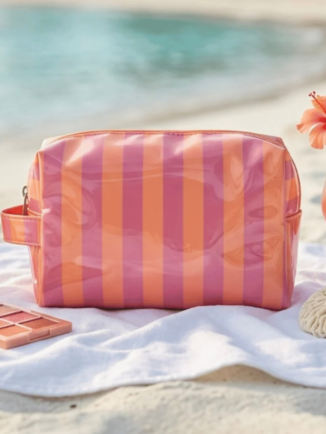 Fun Bright Waterproof Striped Cosmetic Bag