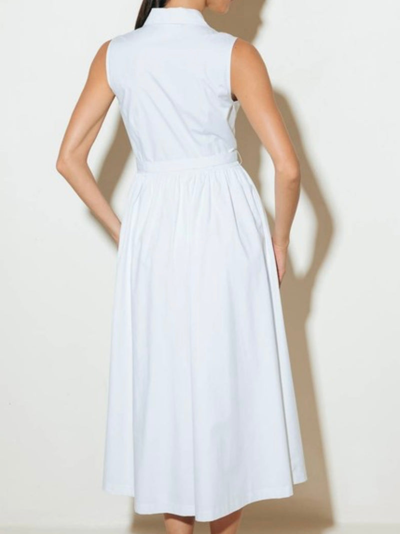 Beautiful White Collared Midi Dress