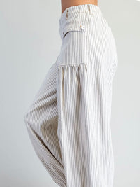 Oatmeal Pinstriped Cuffed Pants