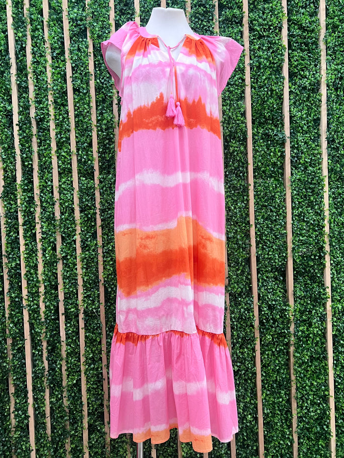 Pink Orange Ombre Sleeveless Dress